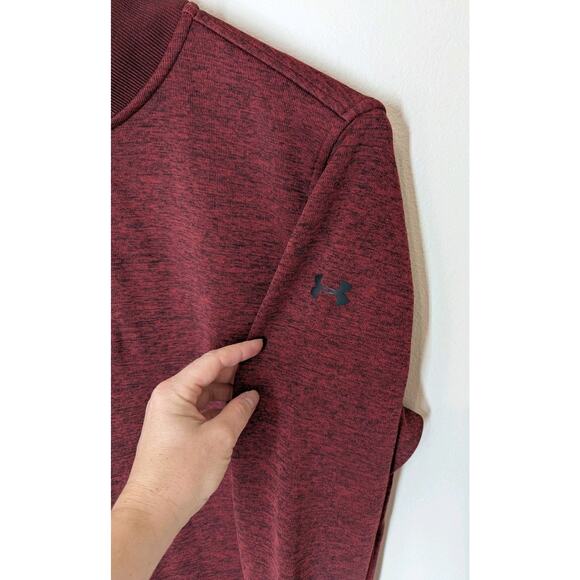 Under Armour Men's 1/4 Zip Pullover Sweatshirt Polyester Red Size L Storm Loose - Picture 3 of 8